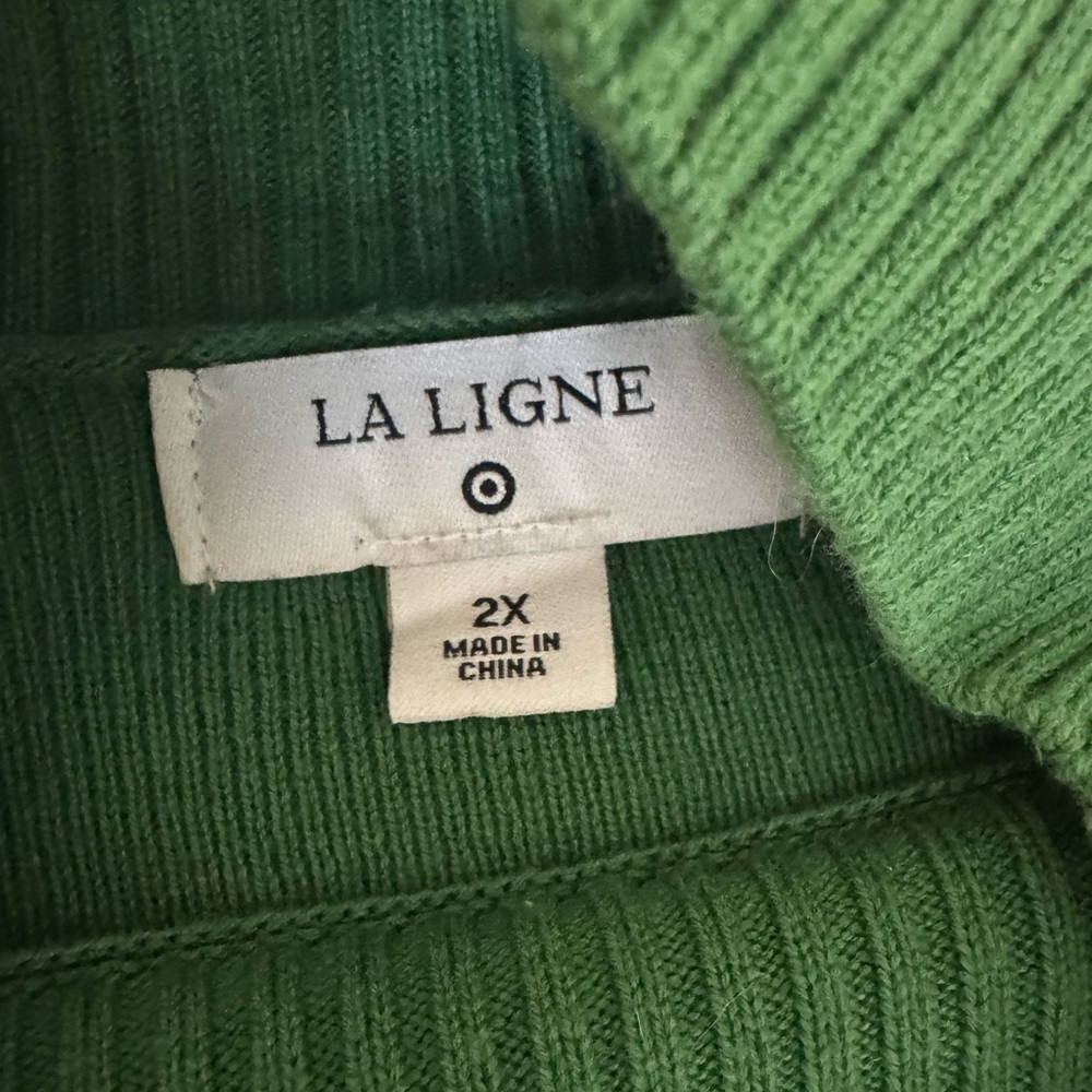 La Ligne Green Ribbed Cowl Neck Sweater